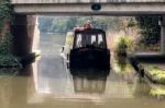 Narrow Boat On The River Wey Navigations Canal Stock Photo