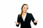 Businesswoman With Headset Stock Photo