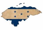 Honduras Map On Honduras Flag Drawing ,grunge And Retro Flag Ser Stock Photo