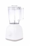 Side Of Empty Electric Blender On White Background Stock Photo