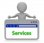 Services Webpage Represents Website Assist 3d Rendering Stock Photo