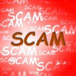 Scam Words Indicates Hoax Deception And Fraud Stock Photo