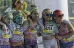 Happy Girls Of The Color Run Of Rimini Stock Photo