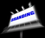 Branding Media Sign Displays Company Brand Labels Stock Photo
