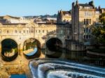 View Of Pulteney Bridge And Weir In Bath Stock Photo