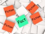 Fact Fiction Post-it Notes Mean Truth Or Myth Stock Photo