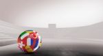 Balls With Europe Countries European Flags In Stadium Stock Photo