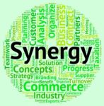 Synergy Word Indicates Working Together And Cooperation Stock Photo