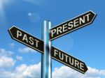 Past Present And Future Signpost Stock Photo