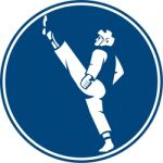 Taekwondo Fighter Kicking Stance Circle Icon Stock Photo