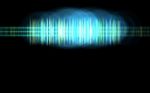Abstract Blue Audio Spectrum Waveform On Black Background Stock Photo