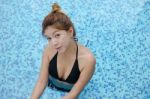 Girl Swimming Pool Stock Photo