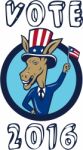 Vote 2016 Democrat Donkey Mascot Flag Circle Cartoon Stock Photo