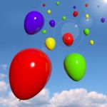 Colorful Balloons Flying In Sky Stock Photo