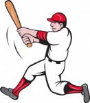 Baseball Player Batting Cartoon Style Stock Photo