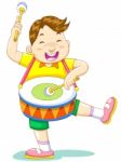 Cartoon Boy Playing Drumstick Stock Photo
