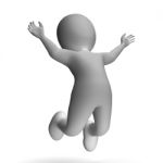 Jumping 3d Character Showing Excitement And Joy Stock Photo