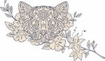 Cat Head Jasmine Flower Mandala Stock Photo