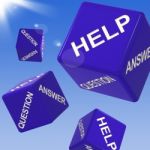 Help Dice Flying Shows Assistance And Advice Stock Photo