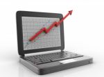 Laptop With Business Chart  Stock Photo