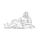Heracles Reclining Side Drawing Black And White Stock Photo