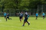 Refugees Playing Soccer Stock Photo