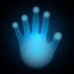 Technology Cyber Security Hand Palm Binary Stock Photo