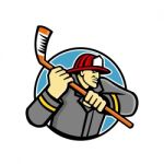 Fireman Ice Hockey Mascot Stock Photo