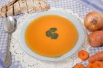 Homemade Carrot Soup Stock Photo