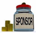 Sponsor Jar Shows Sponsorship Benefactor And Giving Stock Photo
