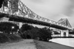 Story Bridge In Brisbane. Black And White Stock Photo