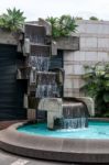 Modern Art Man Made Waterfall And Pool Stock Photo