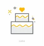 Thin Line Icons, Cake Stock Photo
