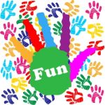 Kids Fun Means Vibrant Handprints And Human Stock Photo