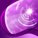 Purple Curvy Background Shows Sun And Data Waves
 Stock Photo