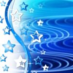 Blue Rippling Background Means Curves Round And Stars
 Stock Photo