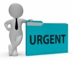 Urgent Folder Indicates Immediate Priority 3d Rendering Stock Photo