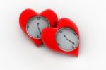 Clock With Hearts Stock Photo