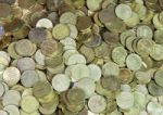 Many Russian Coins On The Floor Stock Photo
