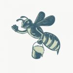 Honey Bee Waving With Pail Of Honey Scratchboard Stock Photo