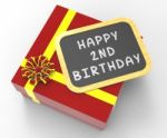 Happy Second Birthday Present Means Birth Anniversary Or Celebra Stock Photo