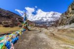 Buddhist Prayer Flags The Holy Traditional Flag Along Site The W Stock Photo