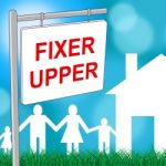 Fixer Upper House Shows Buy To Sell And Advertisement Stock Photo