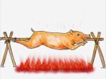 Roast Pig Lechon  Roasting Color Drawing Stock Photo