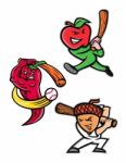 Fruit Baseball Sports Mascot Collection Stock Photo