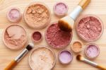 Makeup Powder Product Flat Lay Stock Photo