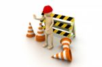 3d Man With Construction Elements Stock Photo