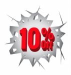 Sale10% Percent On Hole Cracked White Wall Stock Photo