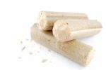 Briquettes And Granulated Firewood Stock Photo