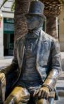 Statue Of Danish Writer Hans Christian Andersen In Malaga Stock Photo